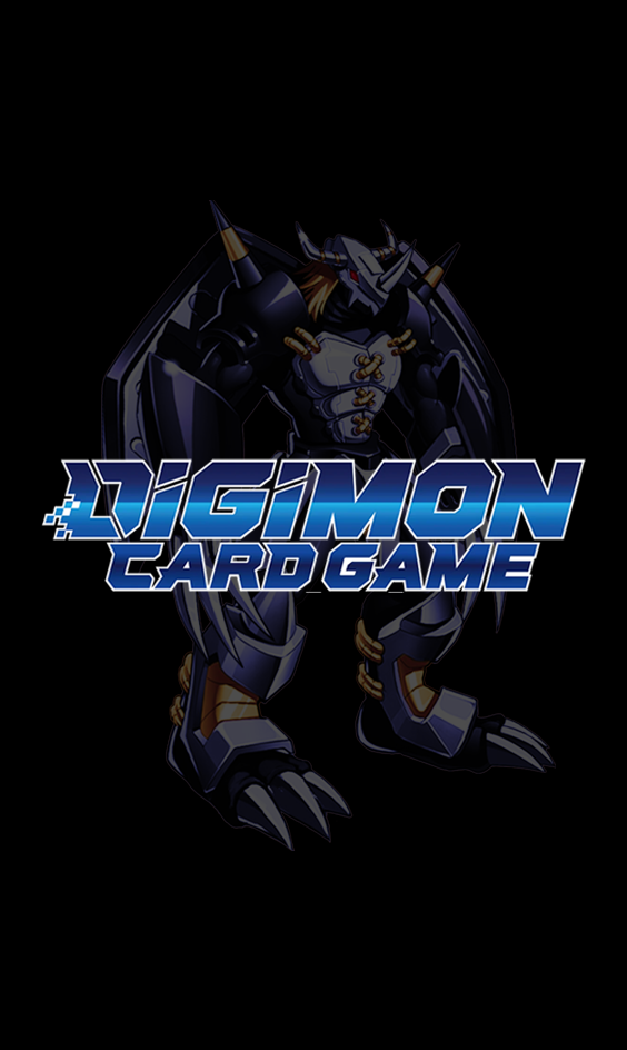 Digimon TCG Kollektion – Offizielles Logo mit SchwarzWarGreymon auf schwarzem Hintergrund.